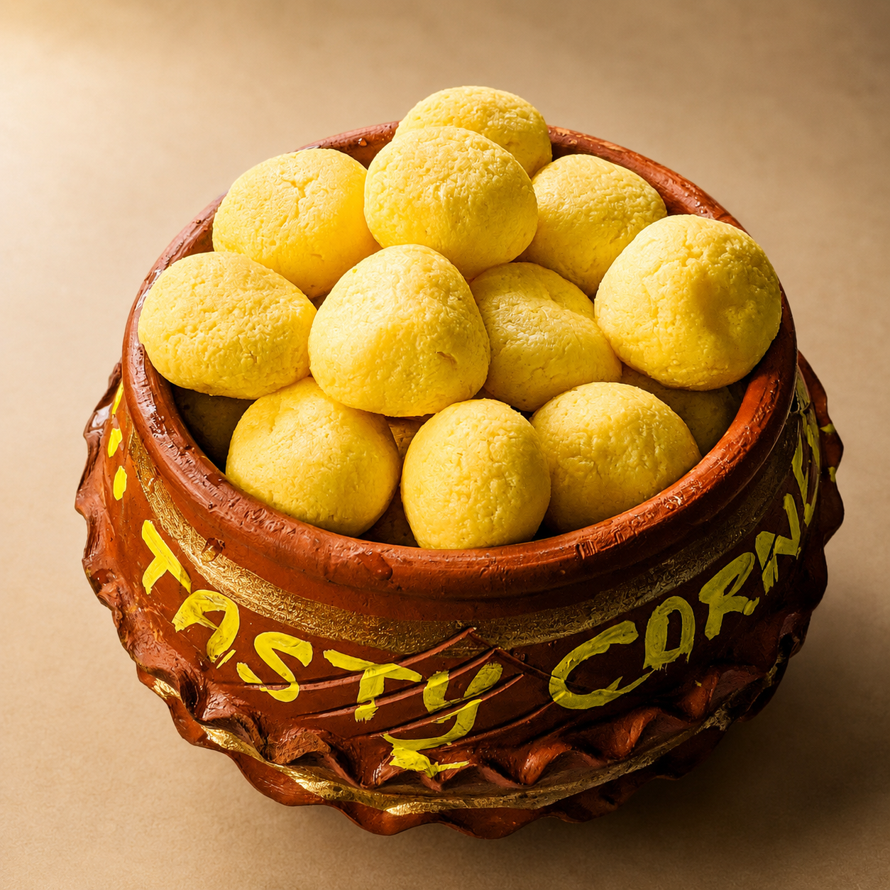 Rosogolla presented in a traditional earthen pot