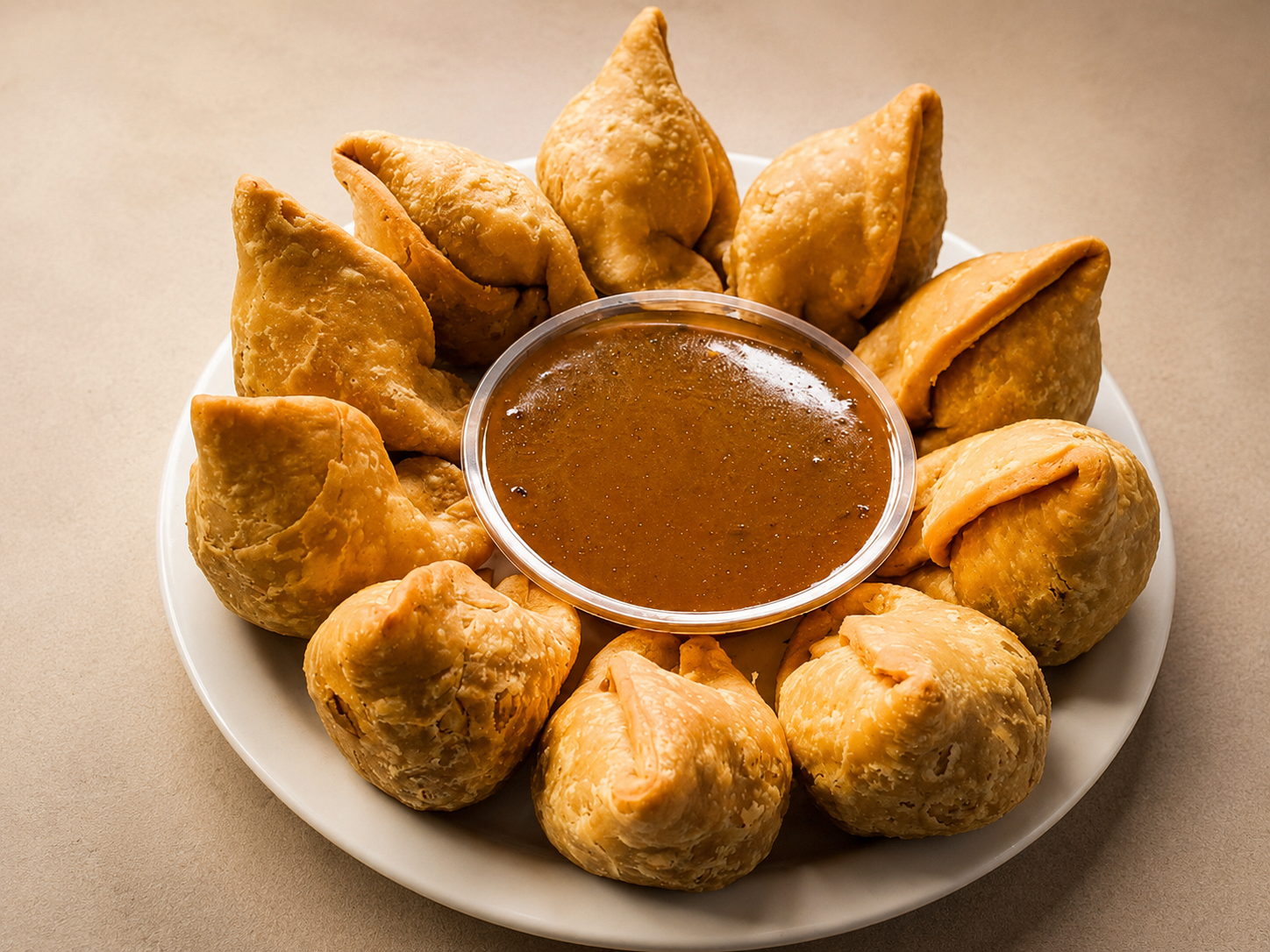 Crisp singara served with chutney