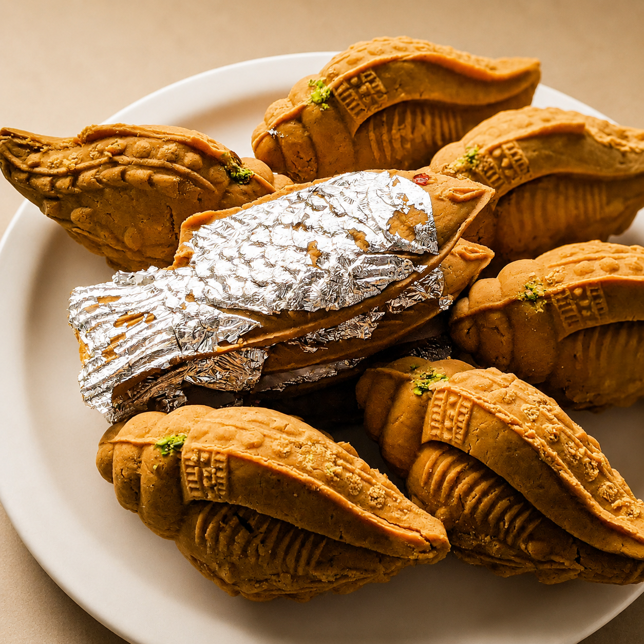 Special handmade Bengali sweets arranged on a plate